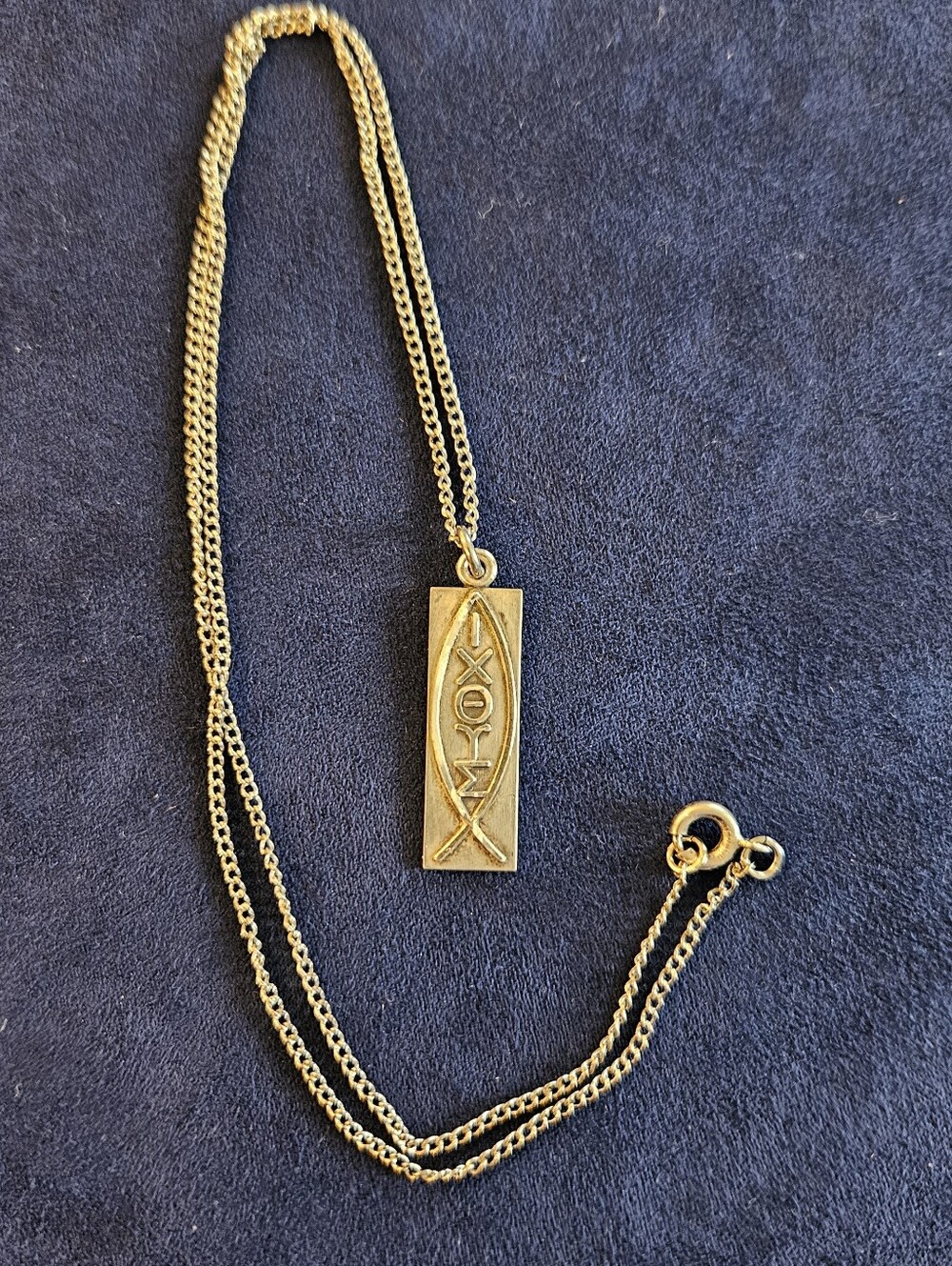 Vintage Sterling Silver Christian Ichthys Pendant Charm and Chain Both .925
